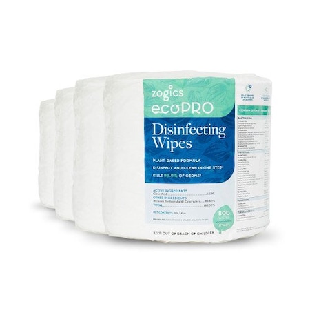 Zogics ecoPRO Plant-Based Disinfecting Wipes, 800 Wipes Per Roll, 4 Rolls/Case ZECO800-4